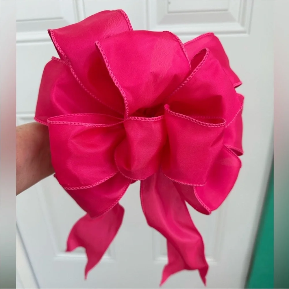 Bows Handmade Pink Wired Ribbon 10” x 8” & 9” X 7” Set of two